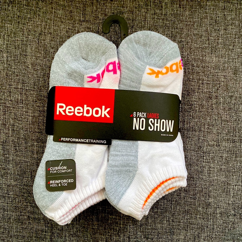 NWT Reebok Performance Training 6pk Ladies No Show Socks